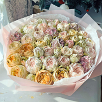 Букет персиково-розово белый, 40 см