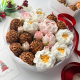 Букет розово-белый с шишками в коробке, 25 см
