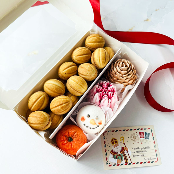 Микс зефирных фигурок + орешки со сгущенкой, 20х12 см