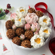 Букет розово-белый с шишками в коробке, 25 см